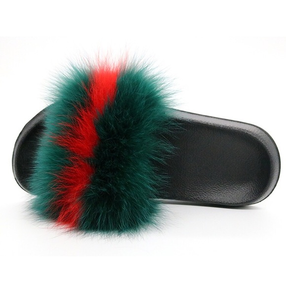 NEW! Real Fox Fur Slides / Fur Slippers - Picture 4 of 6